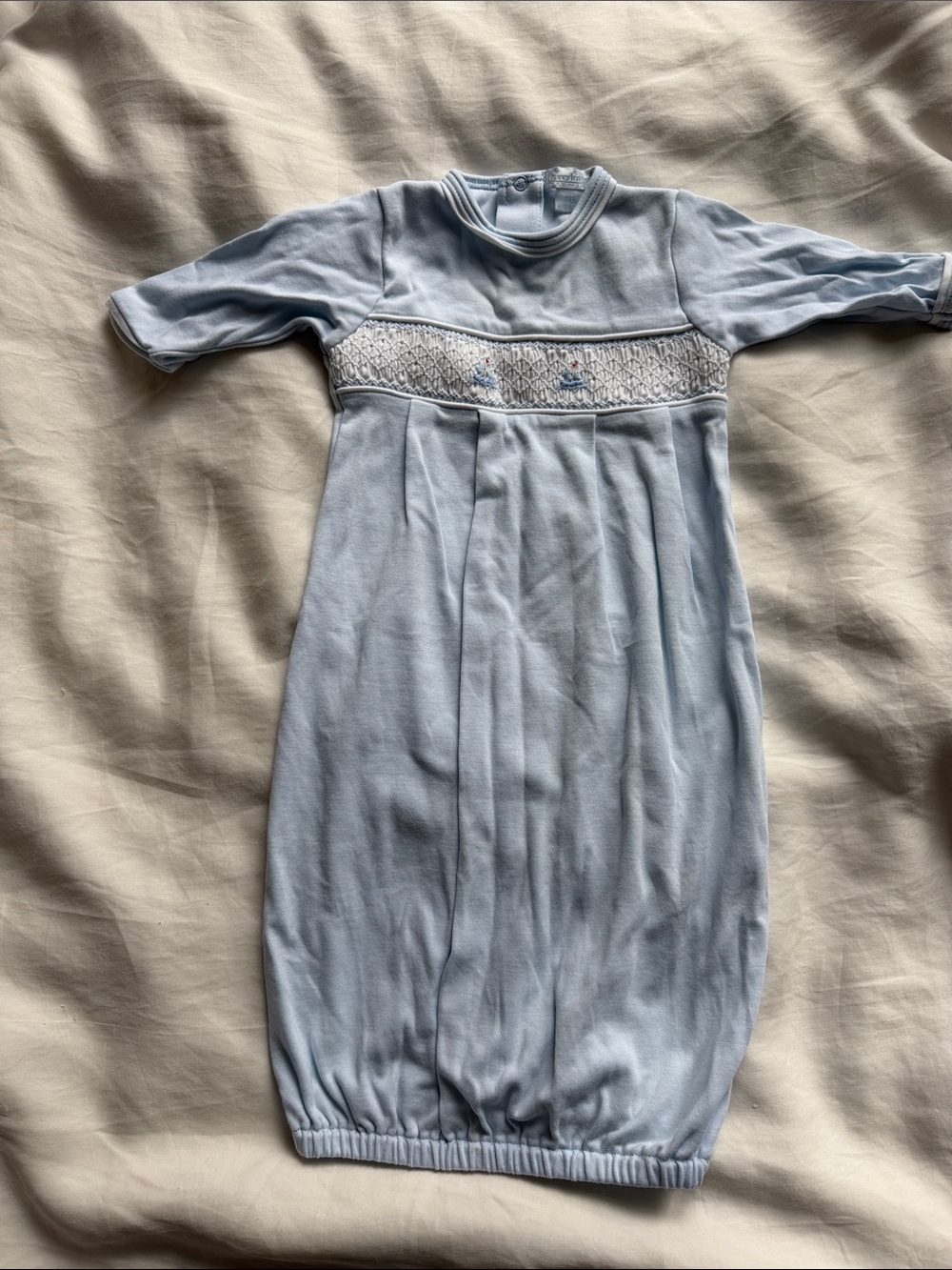 Kissy Kissy Light Blue Smocked Baby Gown